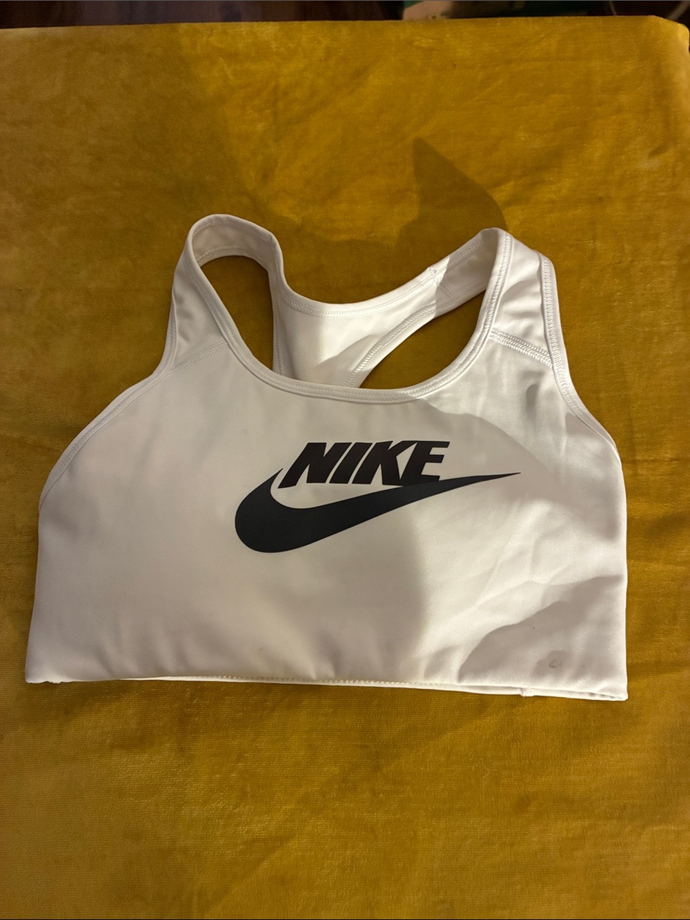 Nike White Sports Bra with Black Swoosh Logo
